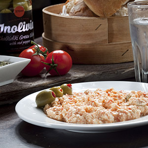 Kopanisti (spread) with Feta cheese and olives